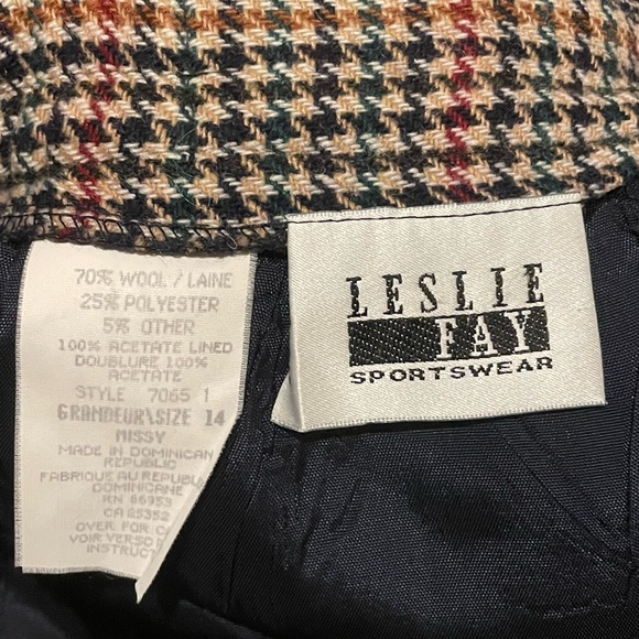 Vintage Leslie Fay Sportswear Houndstooth Wool Pencil Skirt Sz 14 - Picture 9 of 10